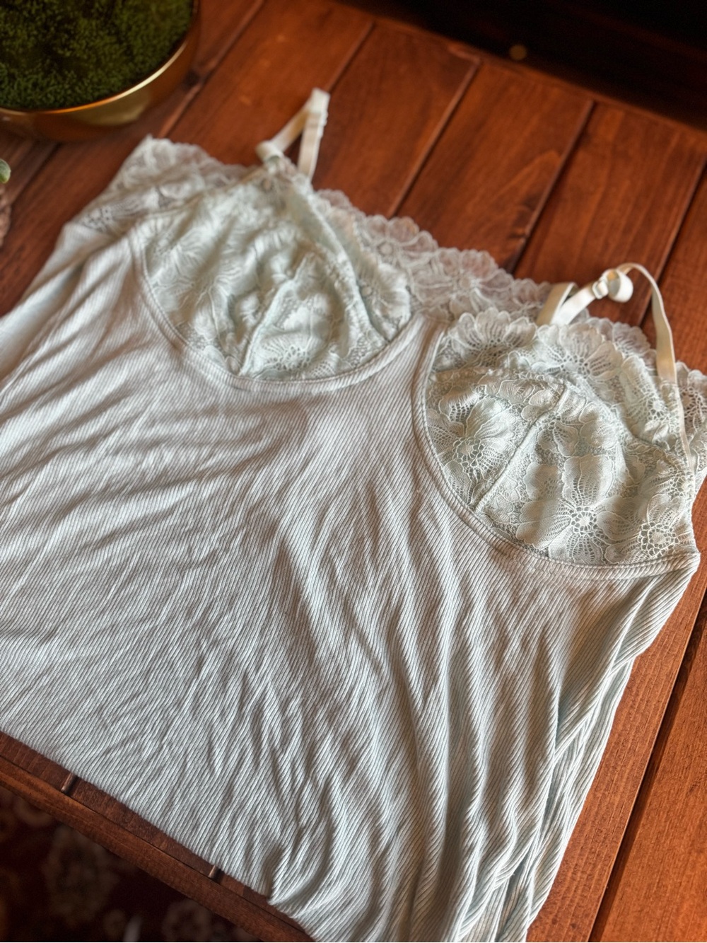 Adore Me Lace-Trim Ribbed Chemise in Cream